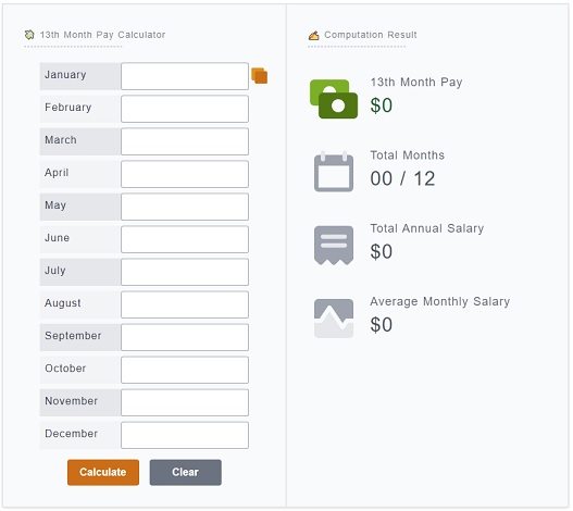 13th Month Pay Calculator