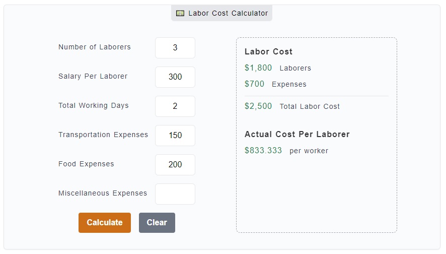 Labor Cost Calculator