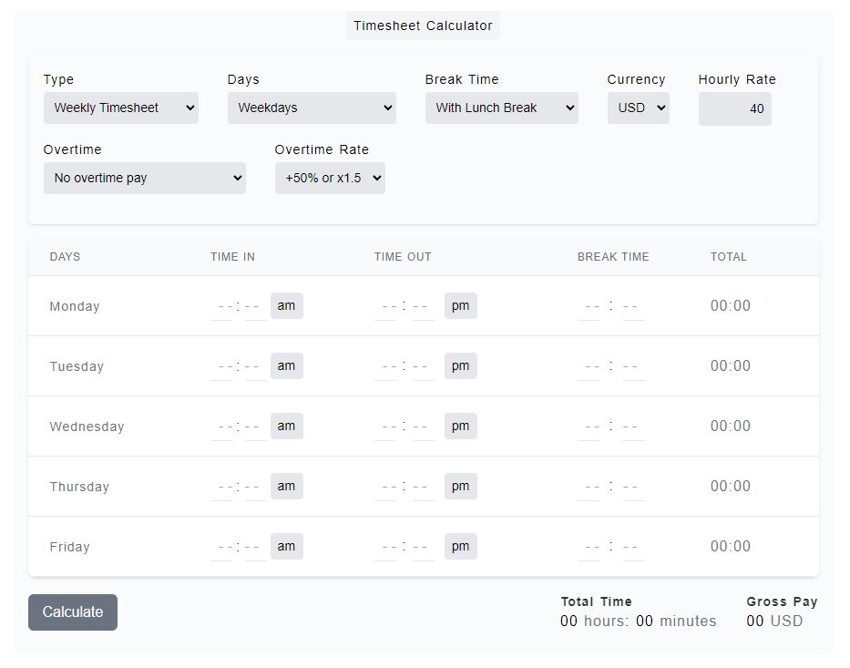 Timesheet Calculator