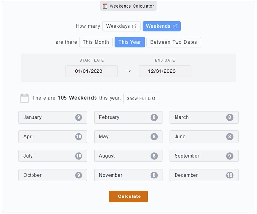 weekends-calculators